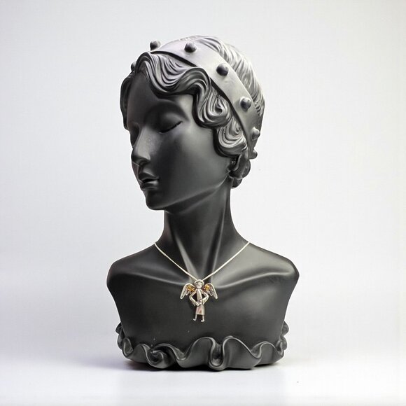 Sterling Silver Guardian Angel Pendant With Cognac Amber Detail Women's Jewelry - Picture 3 of 14